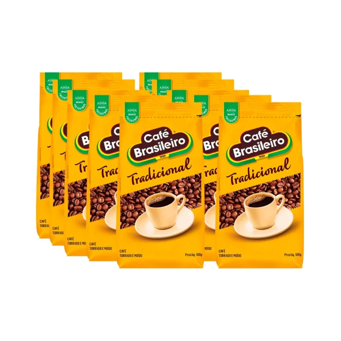 Kit 10 Pacotes Café Torrado e Moído Tradicional 500g Café Brasileiro