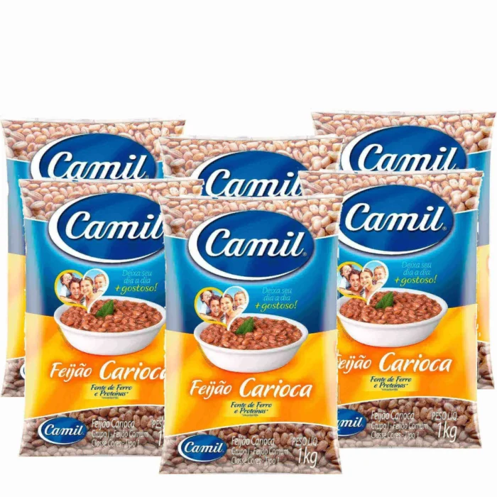 Kit com 6 Unidades de Feijão Carioca Tipo 1 Camil 1kg